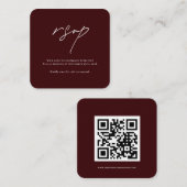 Minimalist Burgundy Wedding RSVP Card with QR Code Begleitkarte (Vorne/Hinten)