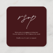 Minimalist Burgundy Wedding RSVP Card with QR Code Begleitkarte (Vorderseite)
