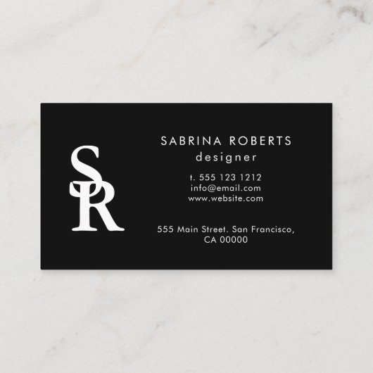 Minimalist Business Card Elegant Black and White Visitenkarte (Rückseite)