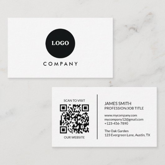 Minimalist Business Card | QR code Visitenkarte (Vorne/Hinten)