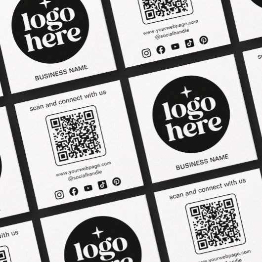 Minimalist Business Logo QR Code Social Media Quadratische Visitenkarte
