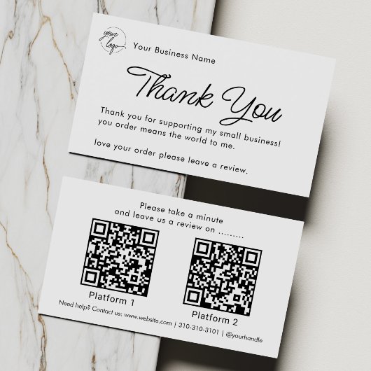 Minimalist Business Thank You with Review QR Code Visitenkarte