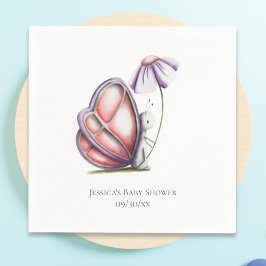 Minimalist Butterfly Flower Baby Shower Serviette