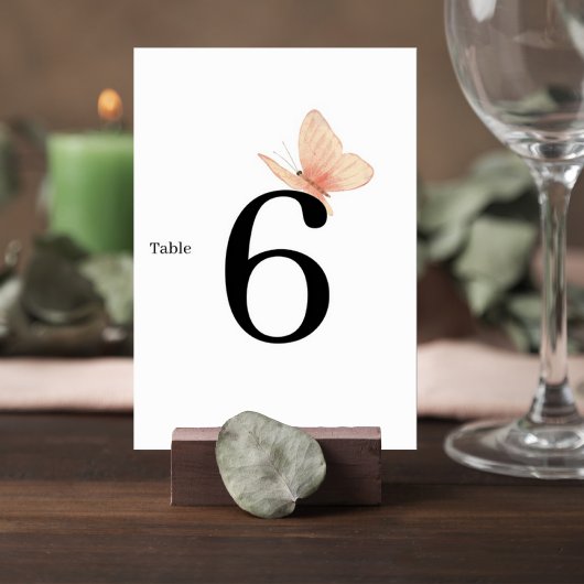 Minimalist Butterfly Wedding Table Number Card Tischnummer