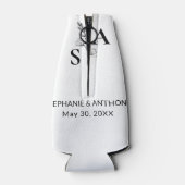 Minimalist BW Monogram Wildflower Wedding Flaschenkühler (Rückseite)