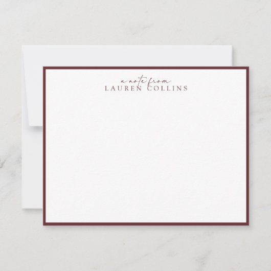 Minimalist cabernet Border Personalized Note Card Einladung (Vorderseite)