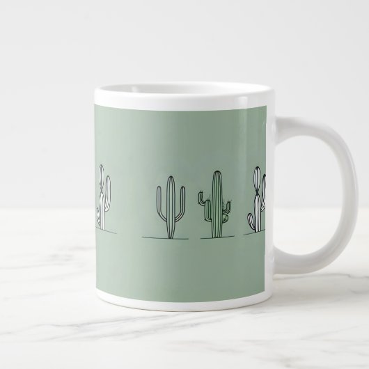 Minimalist Cactus Line Art Mug Jumbo-Tasse (Rechts)