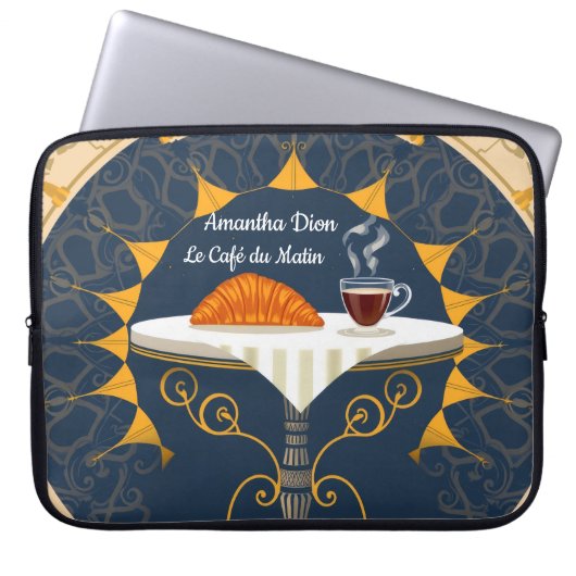 Minimalist Café au Lait französische Typografie Laptopschutzhülle (Vorderseite)