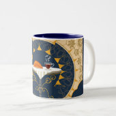 Minimalist Café au Lait französische Typografie Zweifarbige Tasse (VorderseiteRechts)