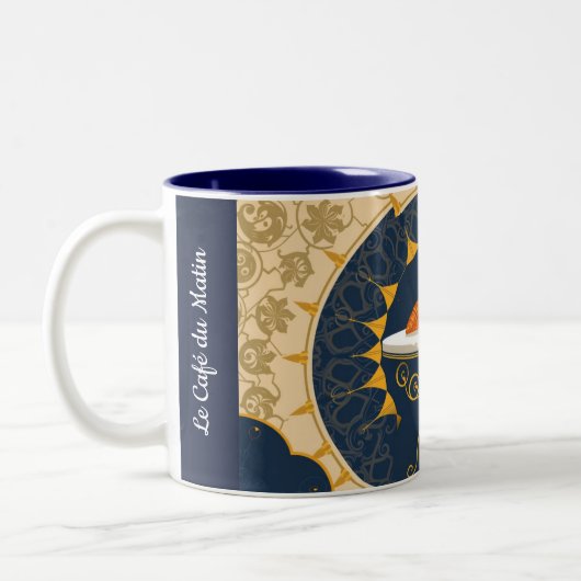 Minimalist Café au Lait französische Typografie Zweifarbige Tasse (Links)