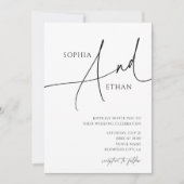 Minimalist Calligraphy Casual White Wedding Einladung (Vorderseite)