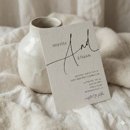 Minimalist Calligraphy Casual White Wedding Einladung