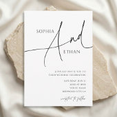 Minimalist Calligraphy Casual White Wedding Einladung