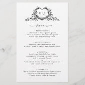 Minimalist Calligraphy Crest monogram Wedding Menu (Vorderseite)