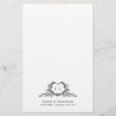 Minimalist Calligraphy Crest monogram Wedding Menu (Rückseite)