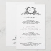 Minimalist Calligraphy Crest monogram Wedding Menu (Vorne/Hinten)