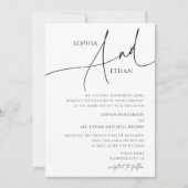 Minimalist Calligraphy Formal White Wedding Einladung (Vorderseite)