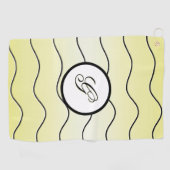 Minimalist Calligraphy Initial Subdued Yellow Golfhandtuch (Horizontal)