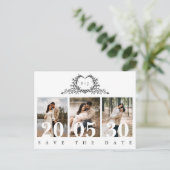 Minimalist Calligraphy monogram Save the Date Postkarte (Stehend Vorderseite)
