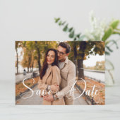Minimalist Calligraphy Script Photo with QR Code Save The Date (Stehend Vorderseite)