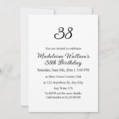 Minimalist calligraphy text birthday party einladung (Rückseite)