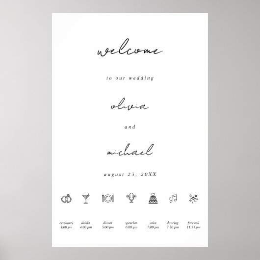 Minimalist Calligraphy Wedding Welcome Poster (Vorne)