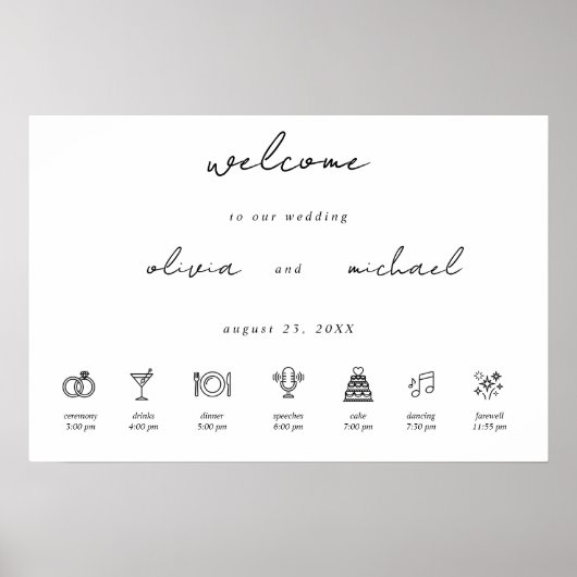 Minimalist Calligraphy Wedding Welcome Poster (Vorne)