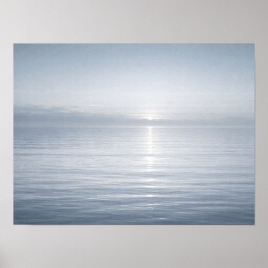 Minimalist Calm Blue Ocean Horizon Sun Reflection Poster (Vorne)