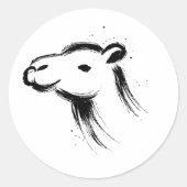 Minimalist Camel Ink Brushstroke Illustration on Runder Aufkleber (Vorderseite)