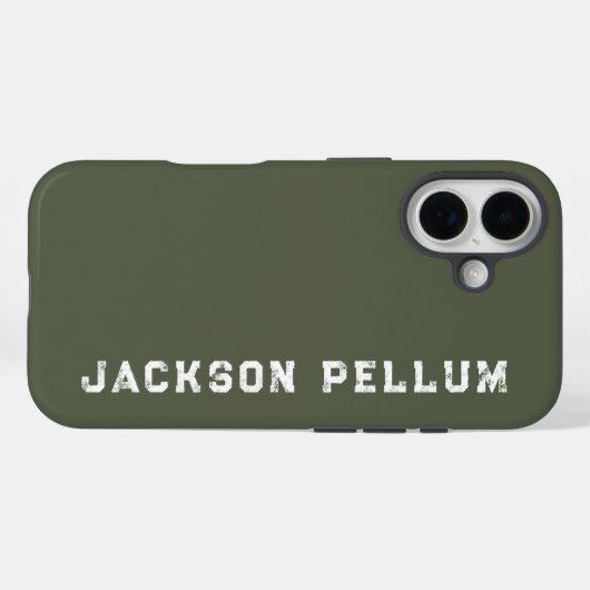 Minimalist Camo Green Monogram Name Case-Mate iPhone Hülle (Rückseite (Horizontal))