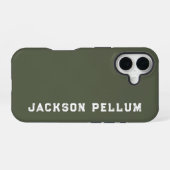 Minimalist Camo Grün Monogramm Name Case-Mate iPhone 16 Hülle (Rückseite (Horizontal))