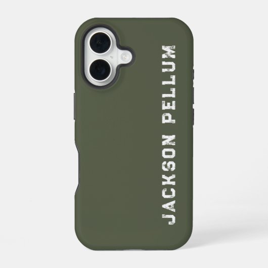 Minimalist Camo Grün Monogramm Name Case-Mate iPhone 16 Hülle (Rückseite)