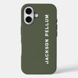 Minimalist Camo Grün Monogramm Name Case-Mate iPhone 16 Hülle