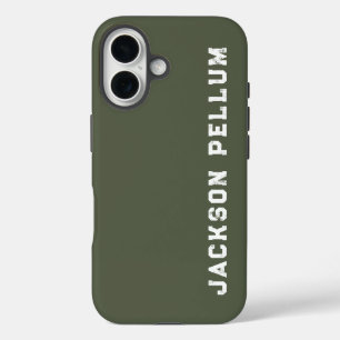 Minimalist Camo Grün Monogramm Name Case-Mate iPhone 16 Hülle