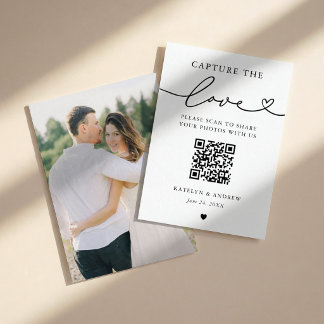 Minimalist Capture the Love QR-Foto-Herz Visitenkarte