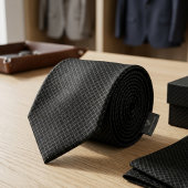 Minimalist Carbon Black Micro-Grid Geometric Krawatte