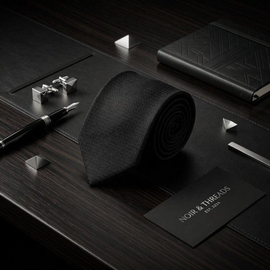 Minimalist Carbon Black Micro-Grid Geometric Krawatte