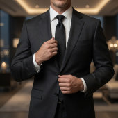 Minimalist Carbon Black Micro-Grid Geometric Krawatte