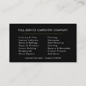 Minimalist Carpenter Black Gold Modern Visitenkarte (Rückseite)