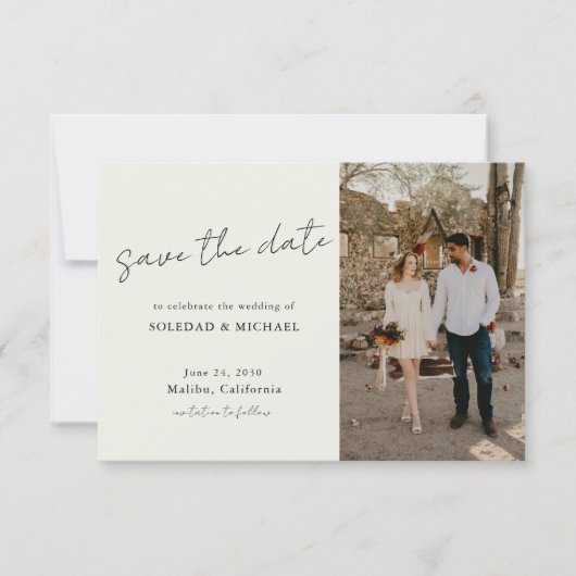 Minimalist Casual Script Photo Wedding Save The Date (Vorderseite)