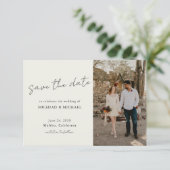 Minimalist Casual Script Photo Wedding Save The Date (Stehend Vorderseite)