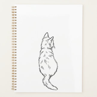 Minimalist Cat Back View Line Art Daily Planners Planer