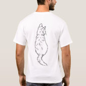 Minimalist Cat Back View Line Art T-Shirt (Rückseite)