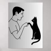 Minimalist Cat Fist Bump Line Art  Poster (Vorne)