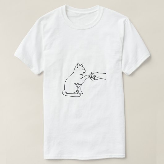 Minimalist Cat Fist Bump Line Art T-Shirt for Men (Design vorne)
