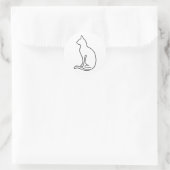Minimalist Cat Line Art – Black Outline Silhouette Runder Aufkleber (Tasche)