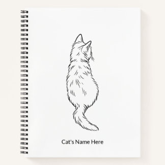 Minimalist Cat Line Art Personalized Name Notebook Notizblock