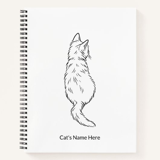 Minimalist Cat Line Art Personalized Name Notebook Notizblock (Vorderseite)