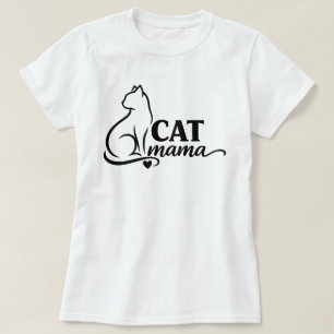 Minimalist Cat Mama T-Shirt - Cute Line Art Katze 
