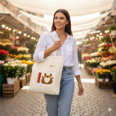 Minimalist Cat Mom Tote Bag - Brown Paw Print Hea  Tragetasche